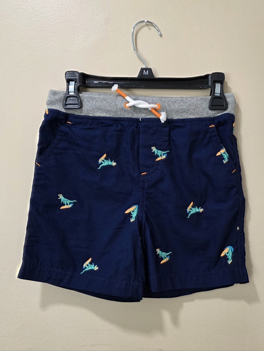 Boden Navy Kids Shorts with dinosaurs  Embroidery